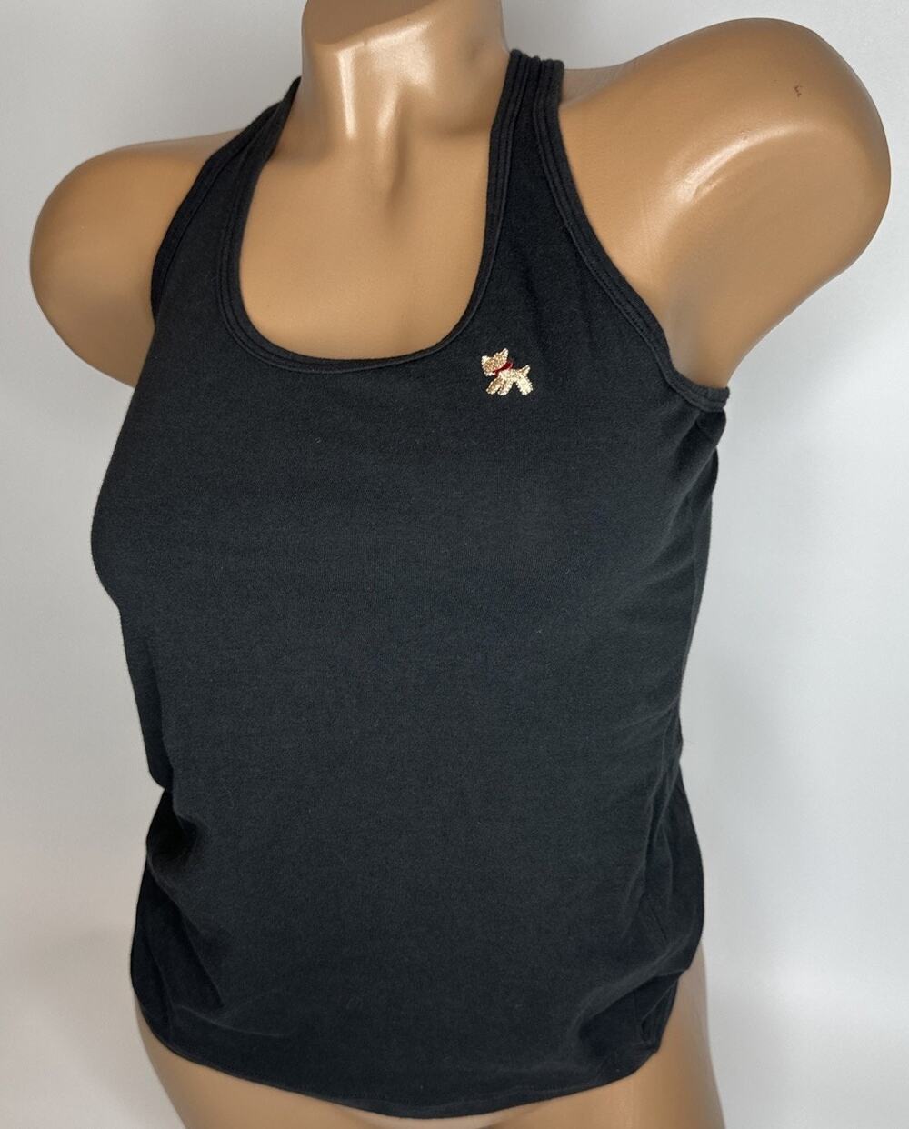 Cên Black Racerback Tank Top Women's Size Small Dog Puppy Logo Activewear EUC